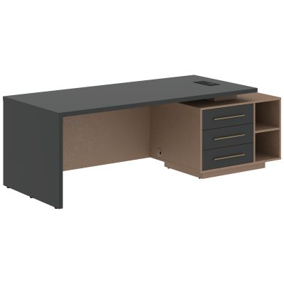 Стол руководителя с тумбой VCT 2390(Пр) Яшма черный/Бронза браш/Кобра 2300х900х750 VELION