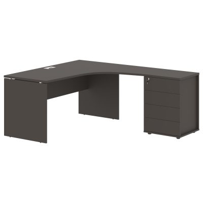 Стол эргономичный с тумбой EDCET 1518(Пр) Мокко/Белый 1560х1880х750 EDIS