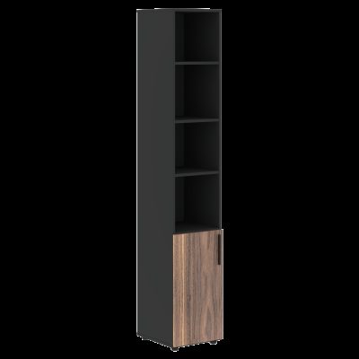 Шкаф высокий узкий VRHCS 40.5 Американский орех/Яшма черный 400х430х2253 VELION VENEER