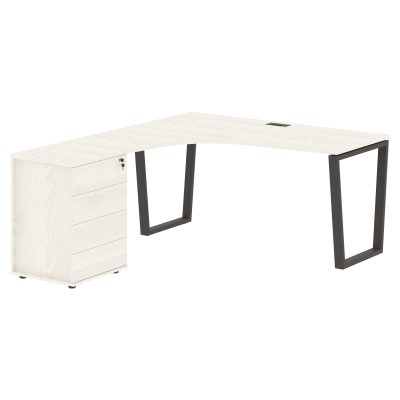 Стол эргономичный с тумбой EVCET 1518(Л) Ясень Траун/Мокко 1560х1880х750 EDIS