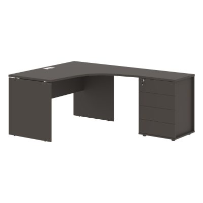 Стол эргономичный с тумбой EDCET 1318(Пр) Мокко/Белый 1360х1880х750 EDIS