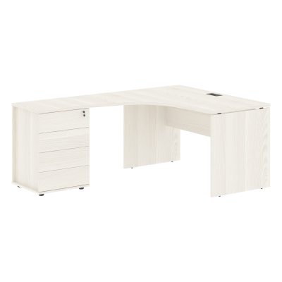 Стол эргономичный с тумбой EDCET 1318(Л) Ясень Траун/Мокко 1360х1880х750 EDIS
