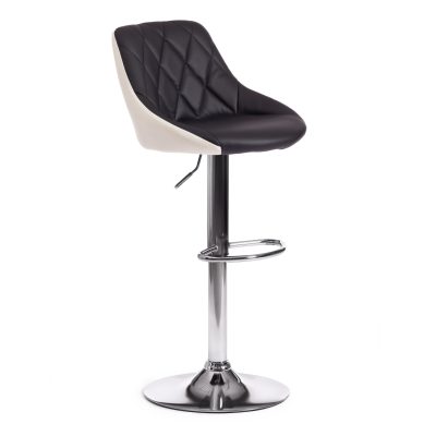 Стул барный Месси/Messy (мод.KY704C) металл/экокожа, 47х48х84-105см, черный/белый/хром (Комплект из 2 шт.)