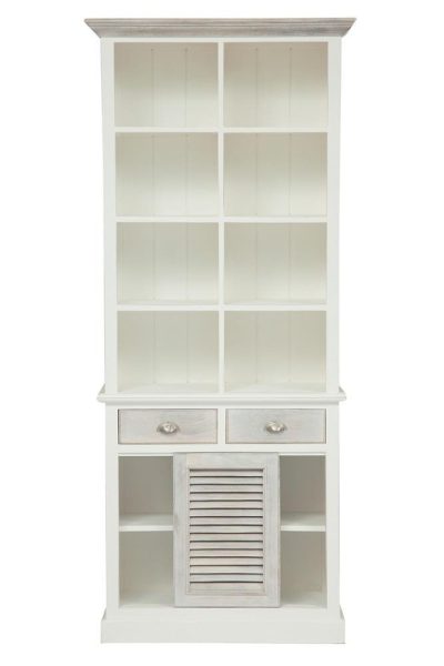 Шкаф книжный Secret de Maison Ривьера/Riviera (мод. 2300А) массив манго, 90х40х210см, античный белый/белый
