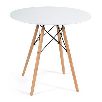 Стол обеденный Синди Некст/Cindy Next (мод.70-80 MDF) металл/МДФ/бук, белый/натуральный, Д70х75см