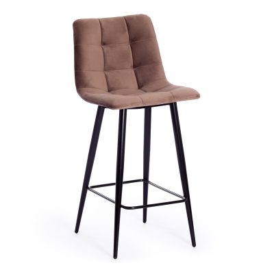 Стул полубарный Чилли/Chilly (мод. 7095пб) ткань/металл, 53х44х94см, коричневый бархат 12/черный (Комплект из 2 шт.)