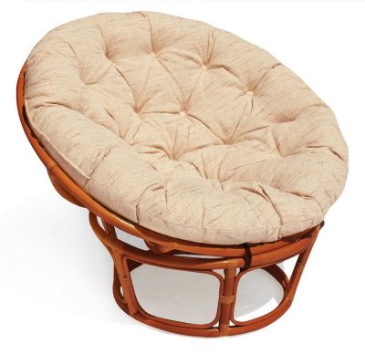 Кресло Папасан/Papasan (23/01 W) /с подушкой и ремешками/ диаметр подушки 129см, 115х101х104см, коньячный, ткань старт