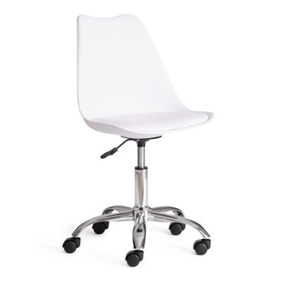 Офисное кресло Тулип/Tulip (мод.106-1) металл/пластик/PU, 58 x 47 x 97см, White (белый) / Chrome (хром) (Комплект из 4 шт.)
