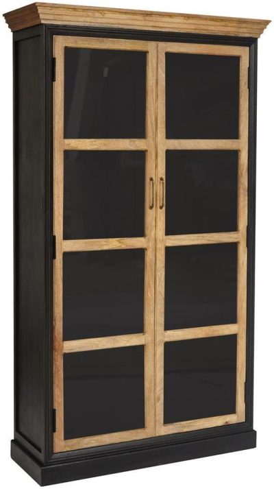 Шкаф книжный Secret de Maison Блэк Лэйбл/Black Label (мод. DA-2289) массив акации/массив манго/МДФ, 120х45х210см, черный/натуральный