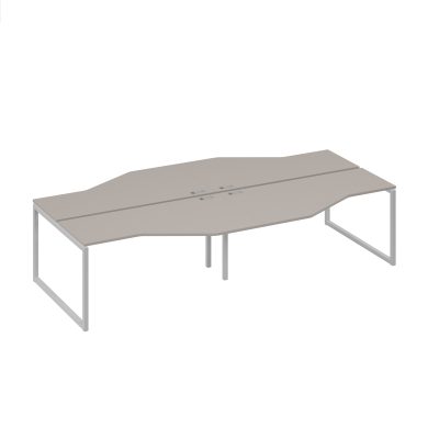 Рабочая станция со столами (4х160) Техно опоры QUATTRO мокко премиум / металлокаркас серый