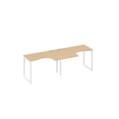 Рабочая станция столы Классика опоры QUATTRO (2х120) натуральный дуб / металлокаркас белый