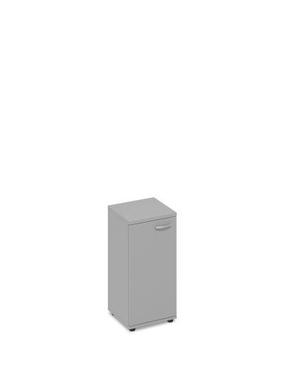 Шкаф низкий узкий закрытый серый